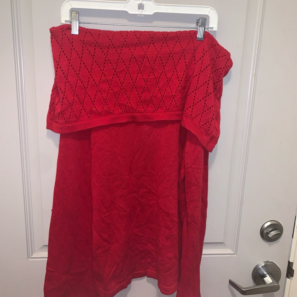 VTG April Cornell Red Knit Off The Shoulder Sweater Size Medium